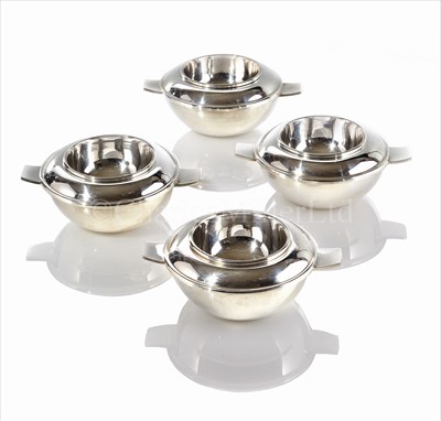 Lot 113 - FOUR KOSHER ELECTROPLATE CAVIAR DISHES FROM...