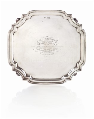Lot 117 - A SILVER PRESENTATION PLATTER COMMEMORATING...