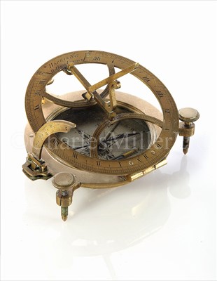 Lot 182 - AN EARLY 19TH-CENTURY COMPASS SUNDIAL BY...