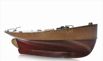 Lot 217 - AN EDWARDIAN GAFF-RIGGED POND YACHT<br/>with hard...