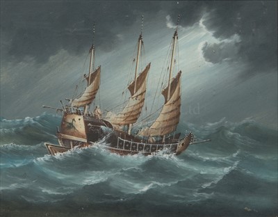 Lot 3 - CHINESE SCHOOL (19TH-CENTURY)<br/>A junk underway...
