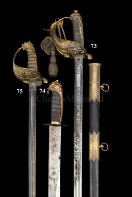 Lot 75 - A 19TH-CENTURY OFFICER'S HALF-BASKET HILTED...