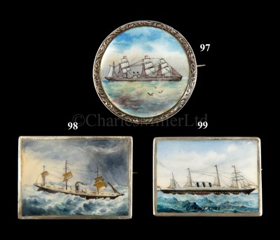 Lot 98 - A RARE WHITE METAL AND ENAMEL SOUVENIR BROOCH...