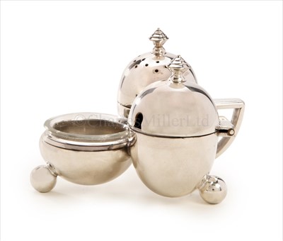 Lot 106 - AN ELKINGTON PLATE CRUET SET FROM R.M.S. QUEEN...