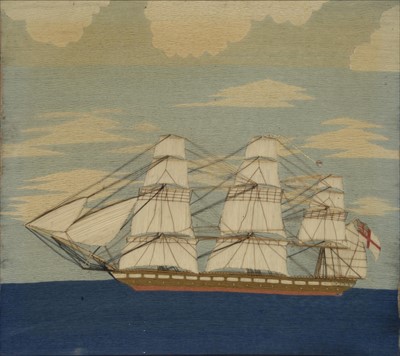 Lot 133 - A 19TH-CENTURY SAILOR'S WOOLWORK...