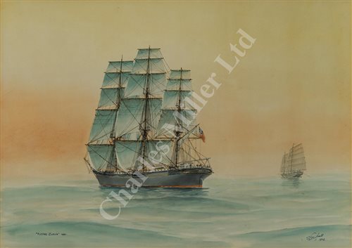 Lot 17 - δ ERIC TUFNELL (BRITISH, 1888-1978) -'Flying Cloud' 1851; 'Vermont' U.S.. clipper bark