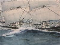 Lot 17 - δ ERIC TUFNELL (BRITISH, 1888-1978) -'Flying Cloud' 1851; 'Vermont' U.S.. clipper bark