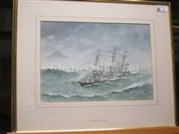 Lot 17 - δ ERIC TUFNELL (BRITISH, 1888-1978) -'Flying Cloud' 1851; 'Vermont' U.S.. clipper bark