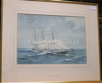 Lot 17 - δ ERIC TUFNELL (BRITISH, 1888-1978) -'Flying Cloud' 1851; 'Vermont' U.S.. clipper bark