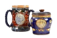 Lot 37 - A 1905 CENTENARY ROYAL DOULTON TOBACCO JAR AND...